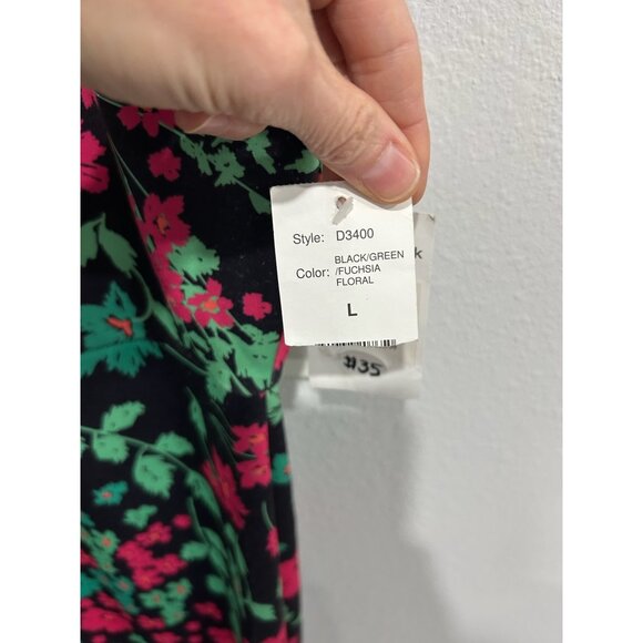 Alexia Admor NWT Floral Print Cap-Sleeve Dress Black Green Fuchsia Sz Large - Picture 5 of 10